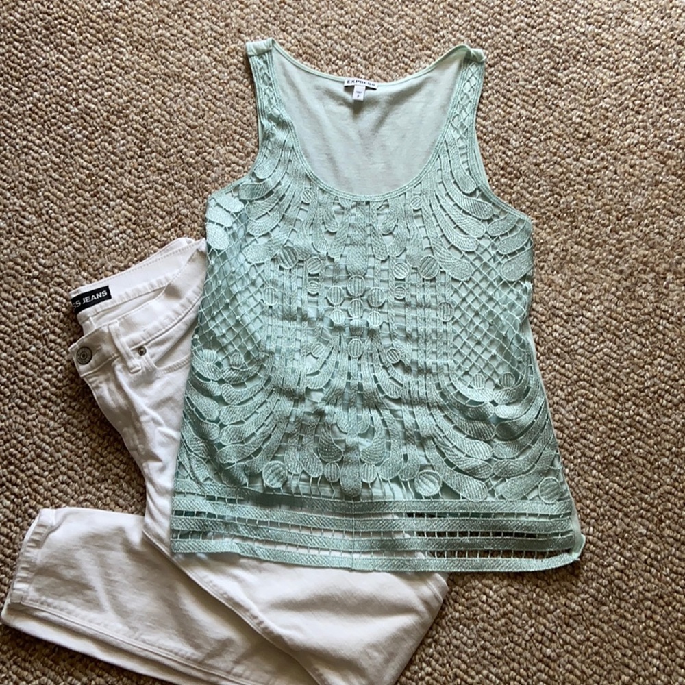 Express Mint Green Crochet Tank Top